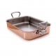 MAUVIEL 6117 - M'héritage Collection - Copper & Stainless Steel Rectangular Roasting Pan, cast stainless steel handles