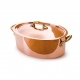 MAUVIEL 6521 - M'héritage Collection - Oval Copper Stewpan  with lid, cast bronze handles